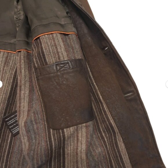 DANIER MEN'S BUTTON DOWN LEATHER  JACKET SIZE MEDIUM REMOVABLE LINER - Picture 5 of 8